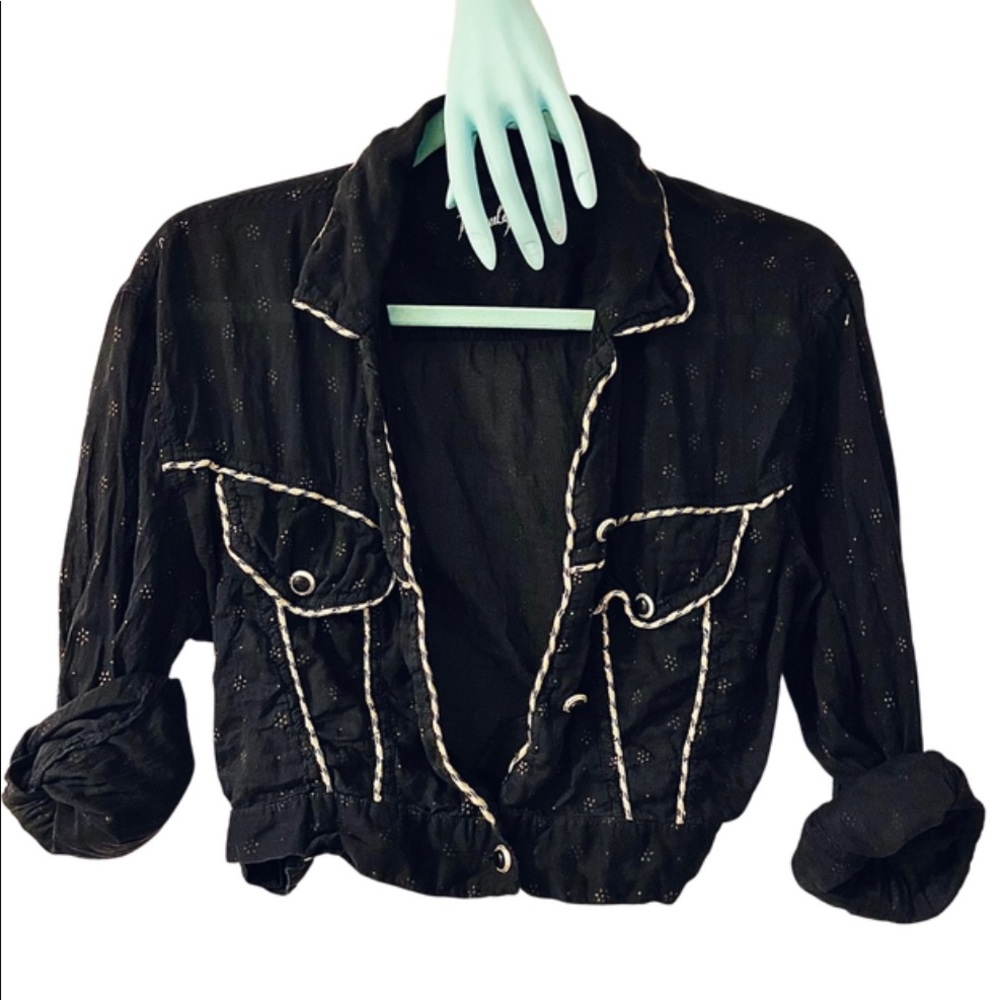 Original 90s, fitted, button-down shirt, summer jacket, gold piping trimmed